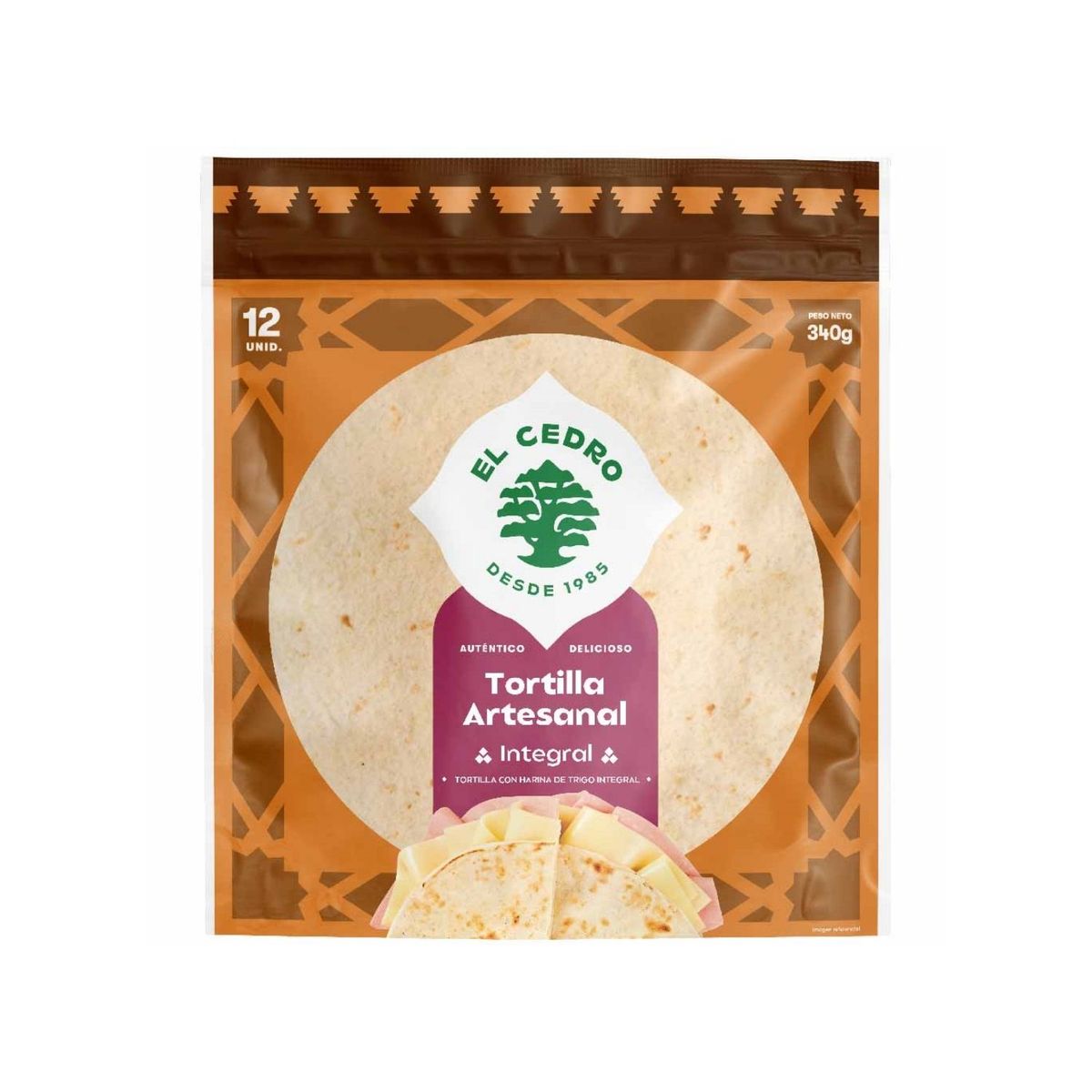 EL CEDRO - Tortilla Artesanal Integral El Cedro Bolsa 12 Und