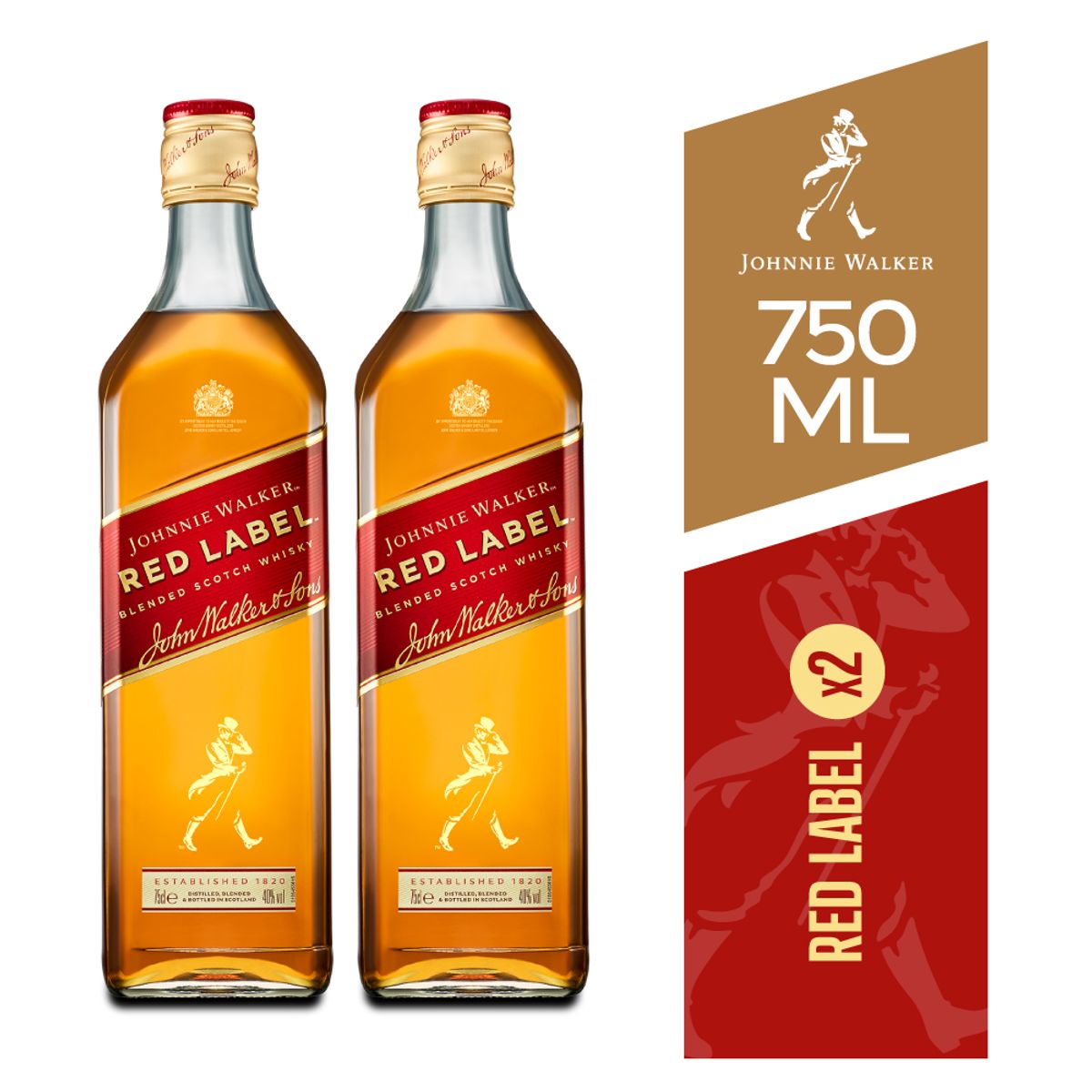 JOHNIE WALKER - Whisky Johnnie Walker Red Label Pack 2 Botellas 750 mL