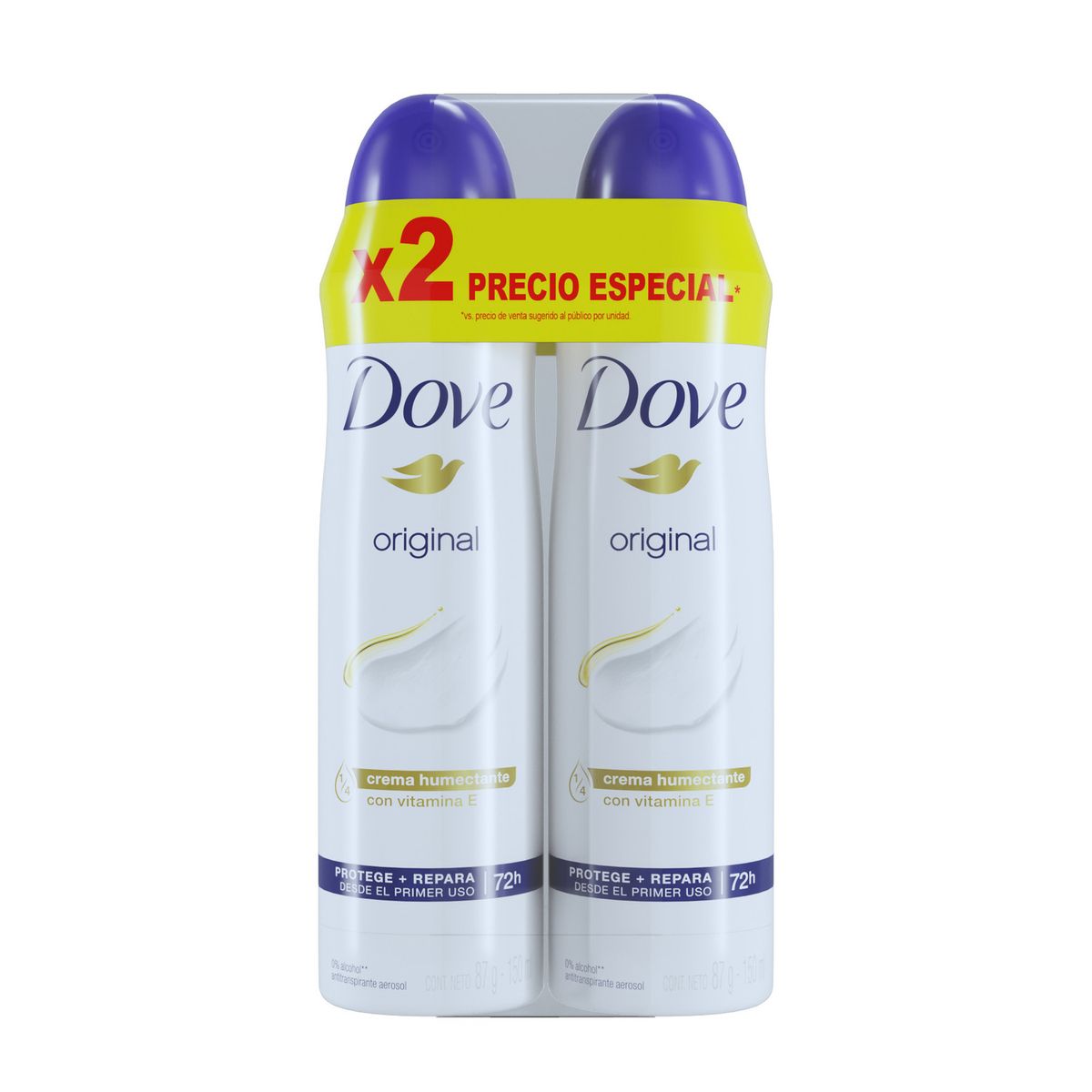 DOVE - Antitranspirante Dove en Aerosol Original 48H Pack 2 Und