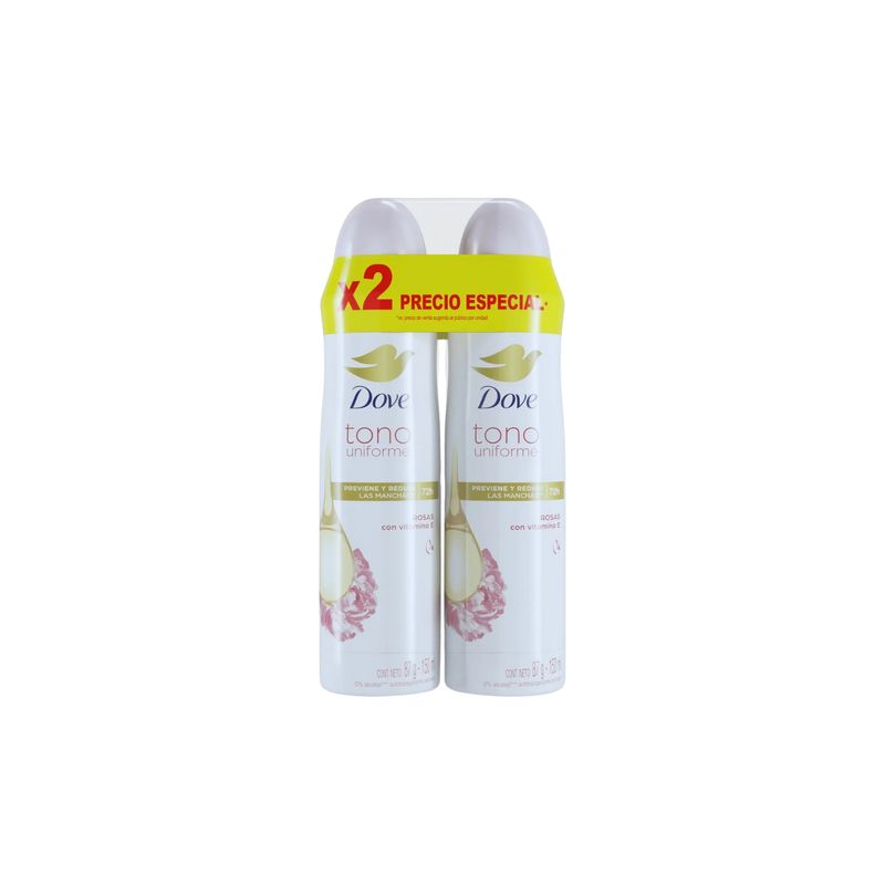 DOVE - Antitranspirante Dove en Aerosol Rosas Pack 2 Und