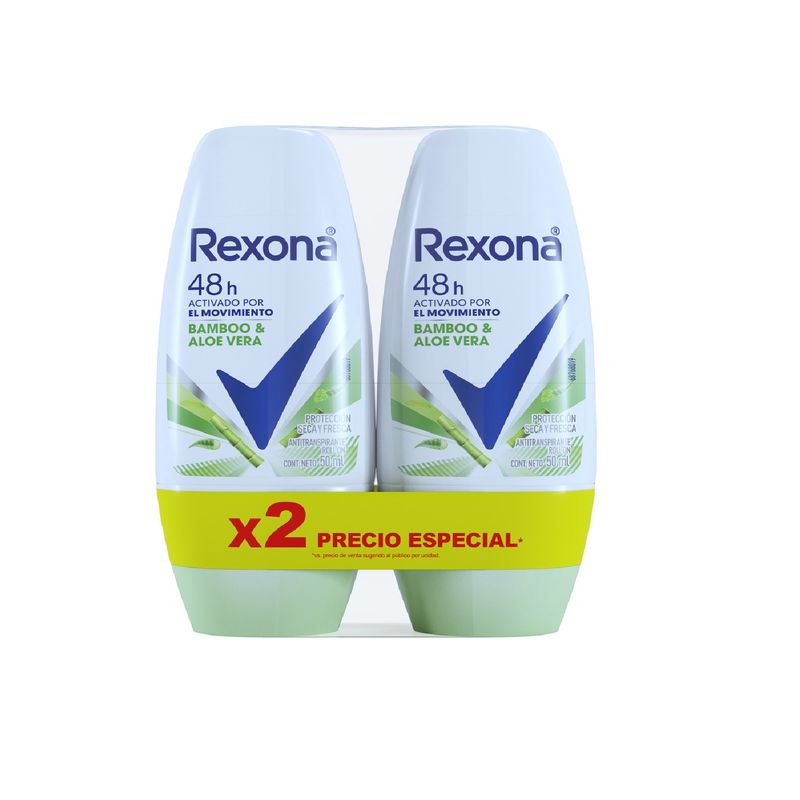 REXONA - Antitranspirante Rexona Bamboo Roll-On Pack 2 Und Envase 50 mL
