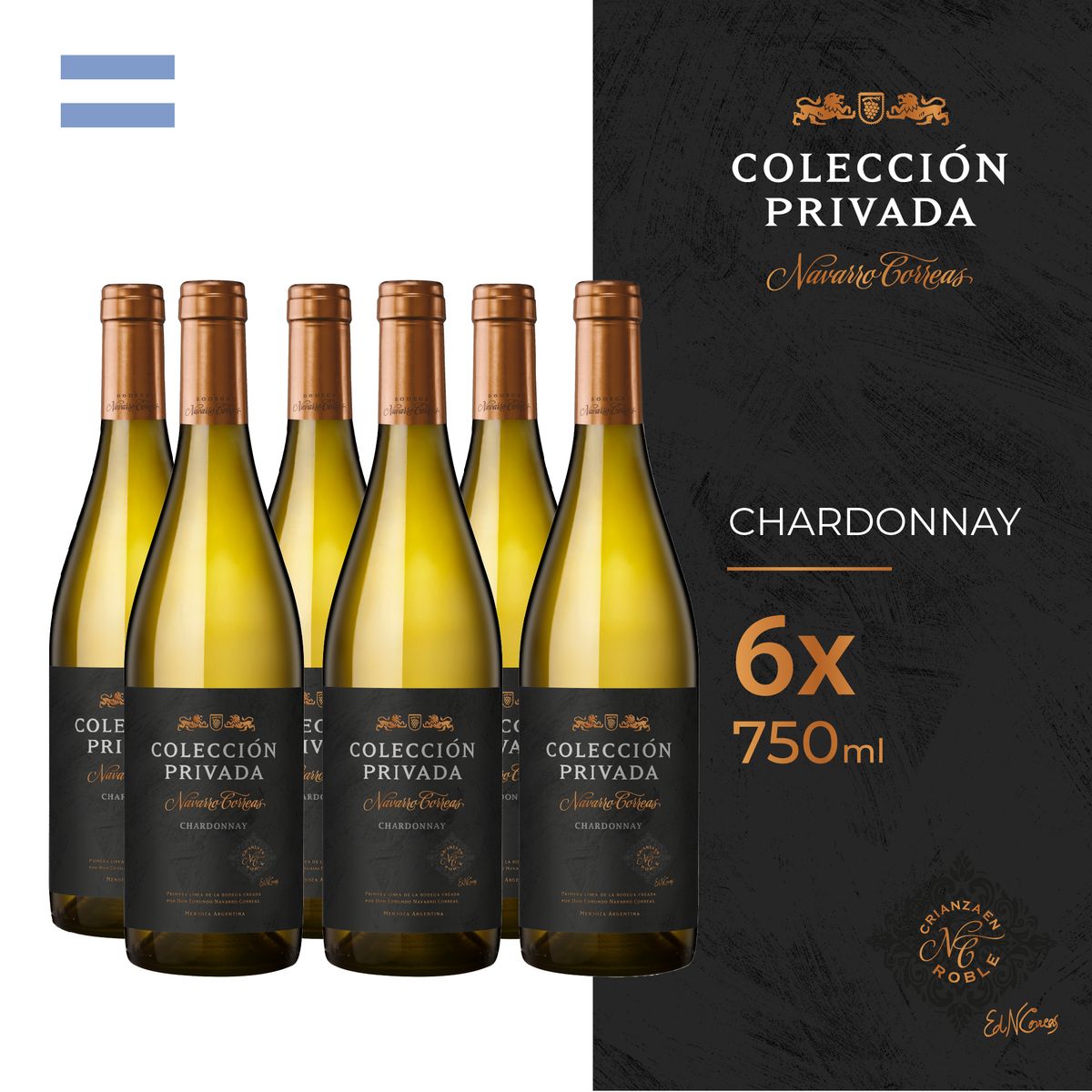 NAVARRO CORREAS - Vino Navarro Correa Chardonnay Sixpack Botella 750 mL