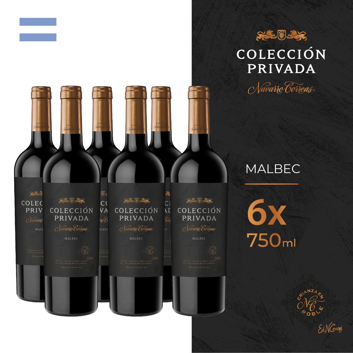 NAVARRO CORREAS - Vino Navarro Correa Malbec Sixpack Botella 750 mL