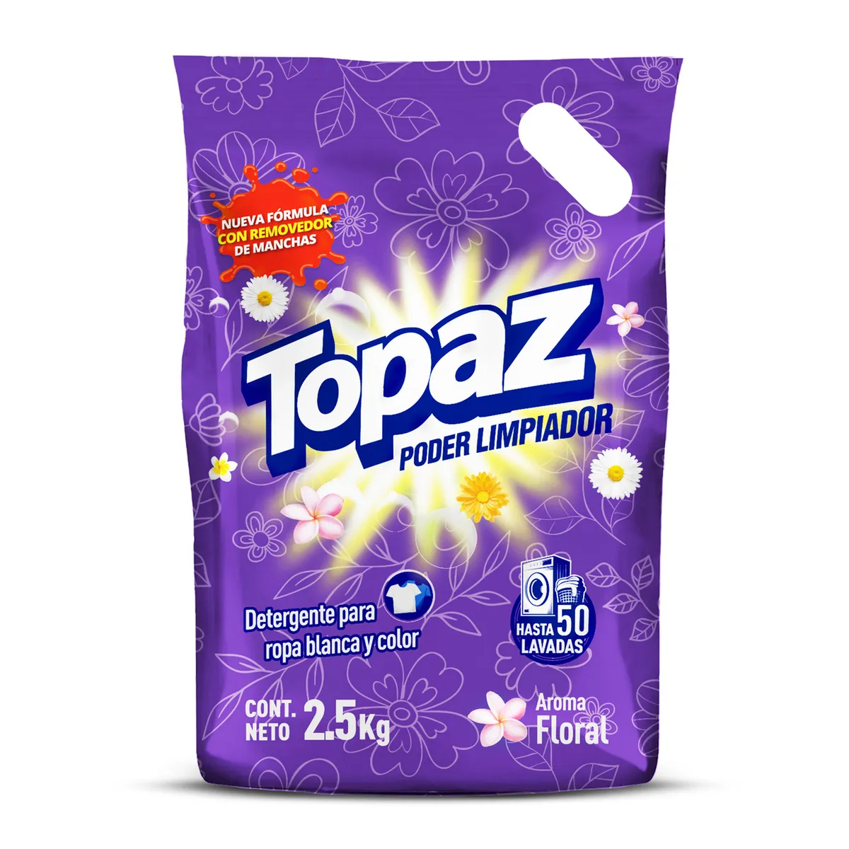 TOPAZ - Detergente Topaz en Polvo Aroma Floral Empaque 2.5 Kg