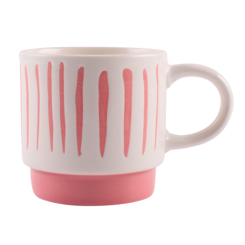Casa Joven - Taza Mug Amor y Café Rayas Rosada