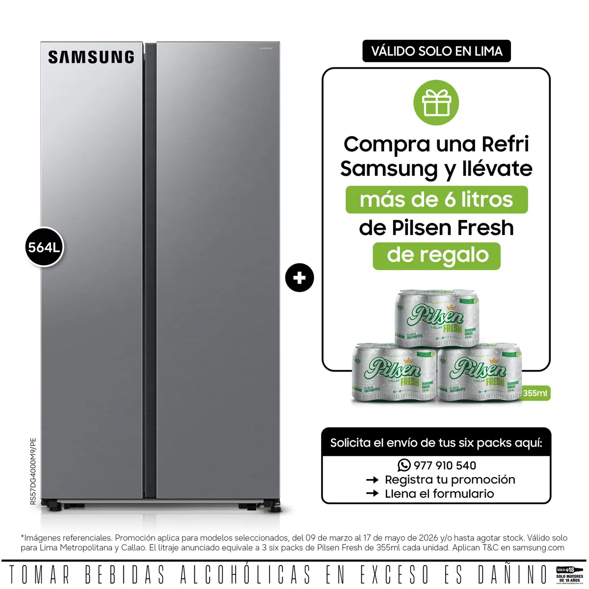 SAMSUNG - Refrigeradora Samsung RS57DG4000M9PE 564L