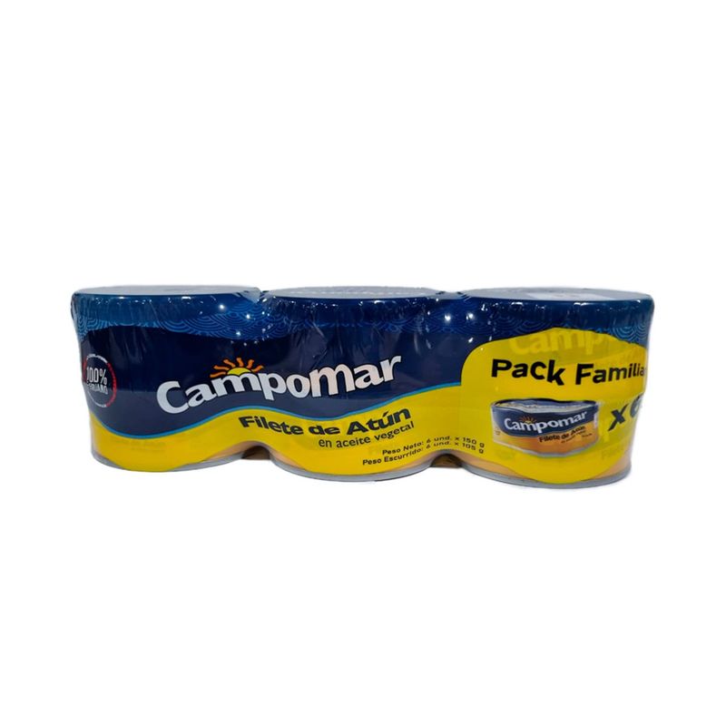 CAMPOMAR - Filete de Atún Campomar en Aceite Pack 6 Latas 150 g