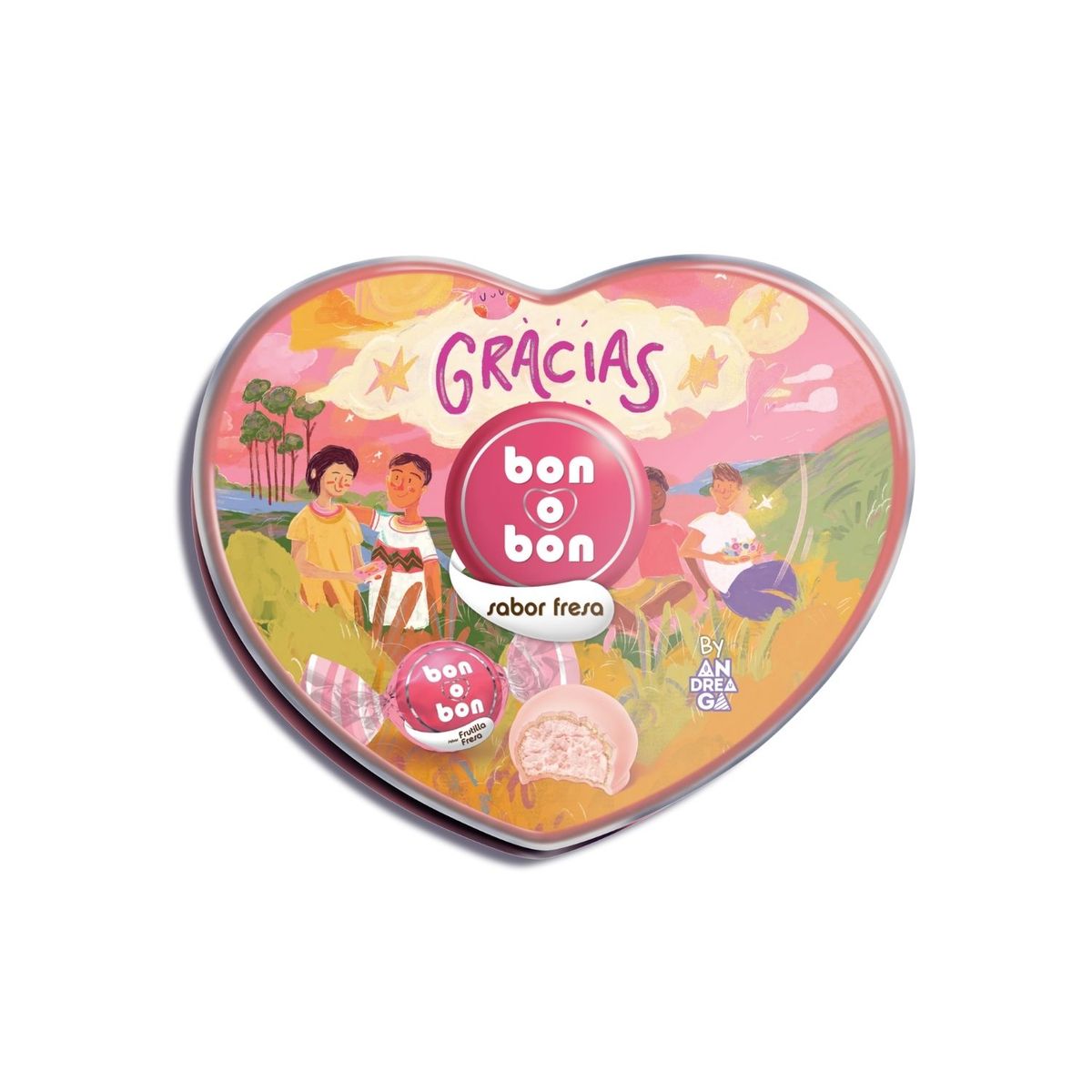 BON O BON - Bombones Corazón Petit Bon O Bon Fresa Empaque 45 g