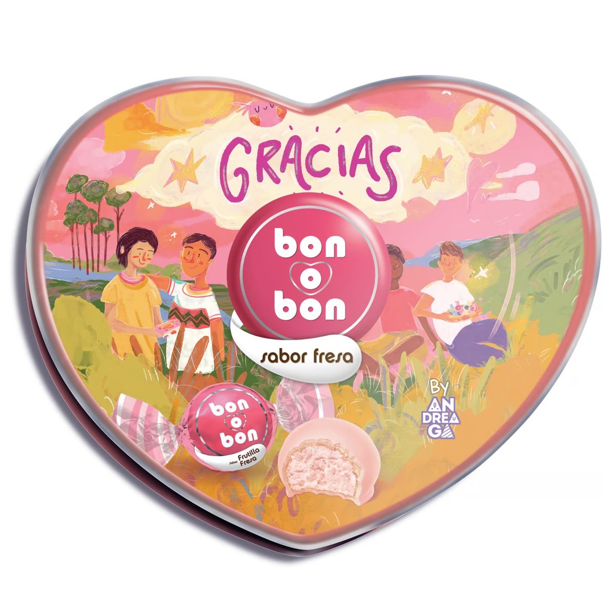 BON O BON - Bombones Corazón Petit Bon O Bon Fresa Empaque 45 g