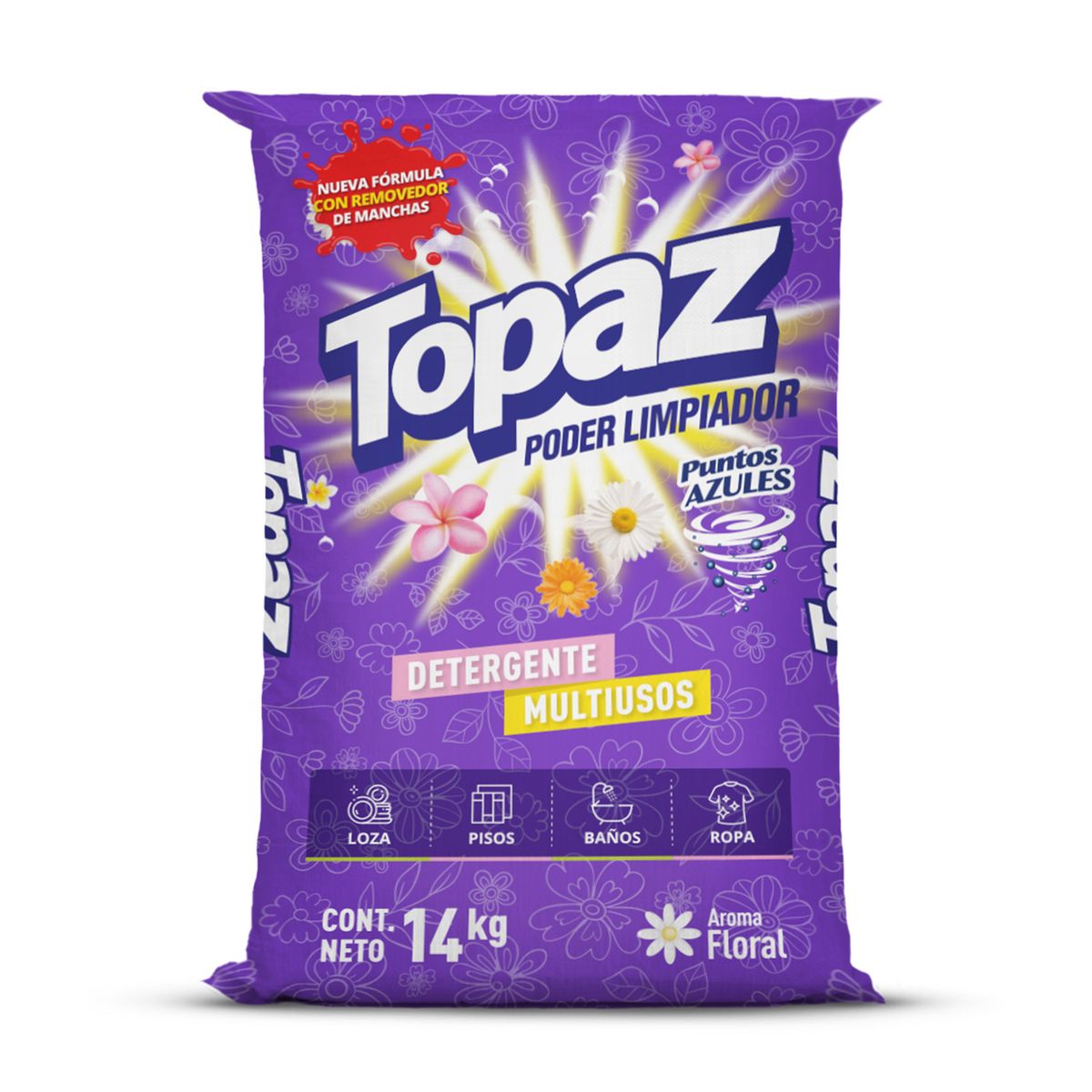 TOPAZ - DETERG TOPAZ POLVO AROMA FLORAL 14KG