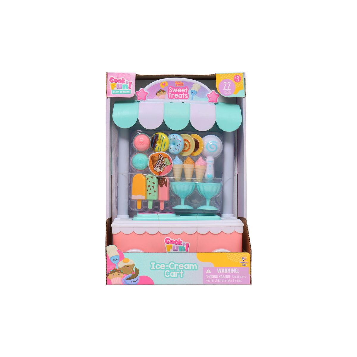 HAPPY LINE - Carrito de Helados con 17 Accesorios