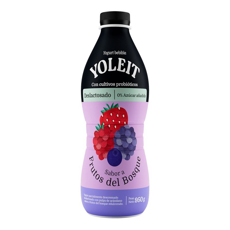 YOLEIT - Yogurt Bebible Yoleit Sabor Frutos del Bosque Botella 950 g