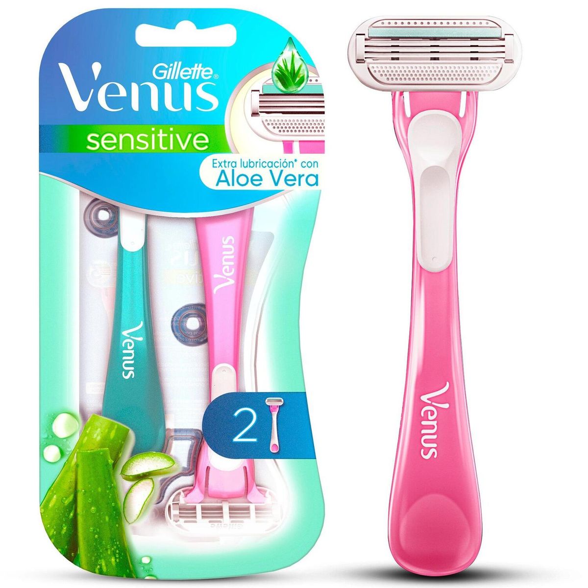 VENUS - Máquina De Afeitar Mujer Gillette Venus Extra Suave Sensitive Empaque 2 Und