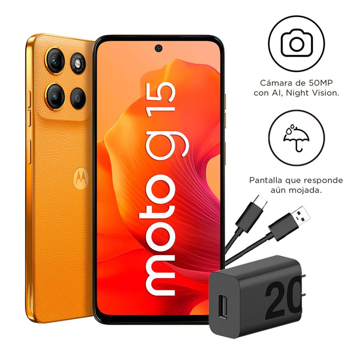 Motorola - Smartphone Moto G15 4+256GB Naranja