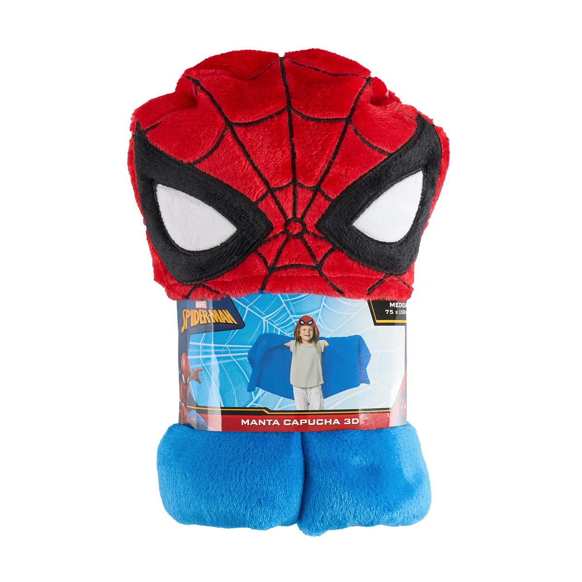 CASA JOVEN - Manta Flannel con Capucha 75x150 cm Spiderman