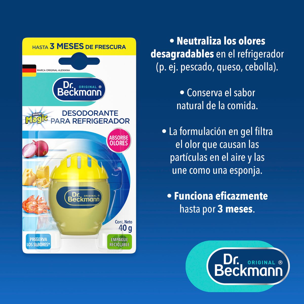 DR BECKMANN - Desodorante para Refrigerador Dr Beckmann Limón Envase 40 g