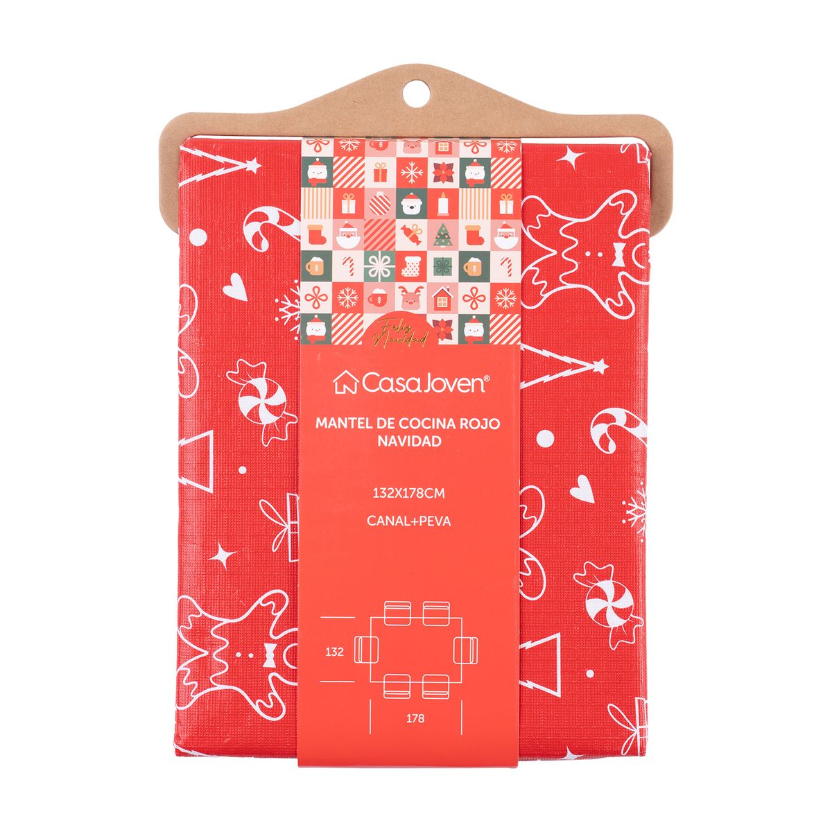 CASA JOVEN - MANTEL DE COCINA ROJO NAVIDAD