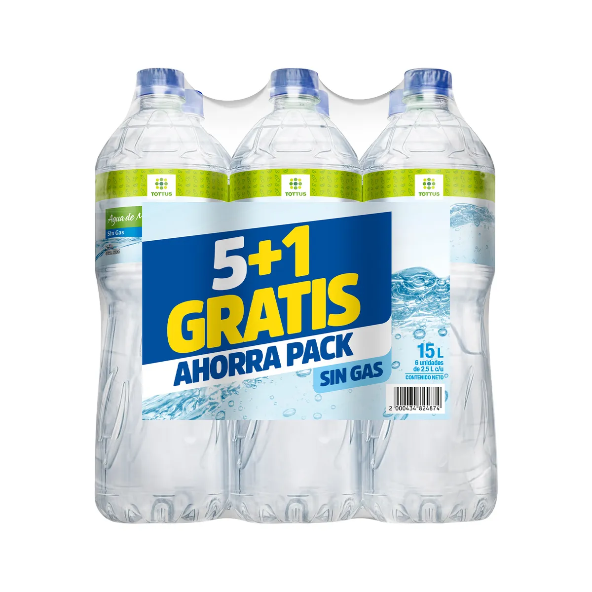 TOTTUS - Agua Tottus Sin Gas Sixpack Botella 2.5 L