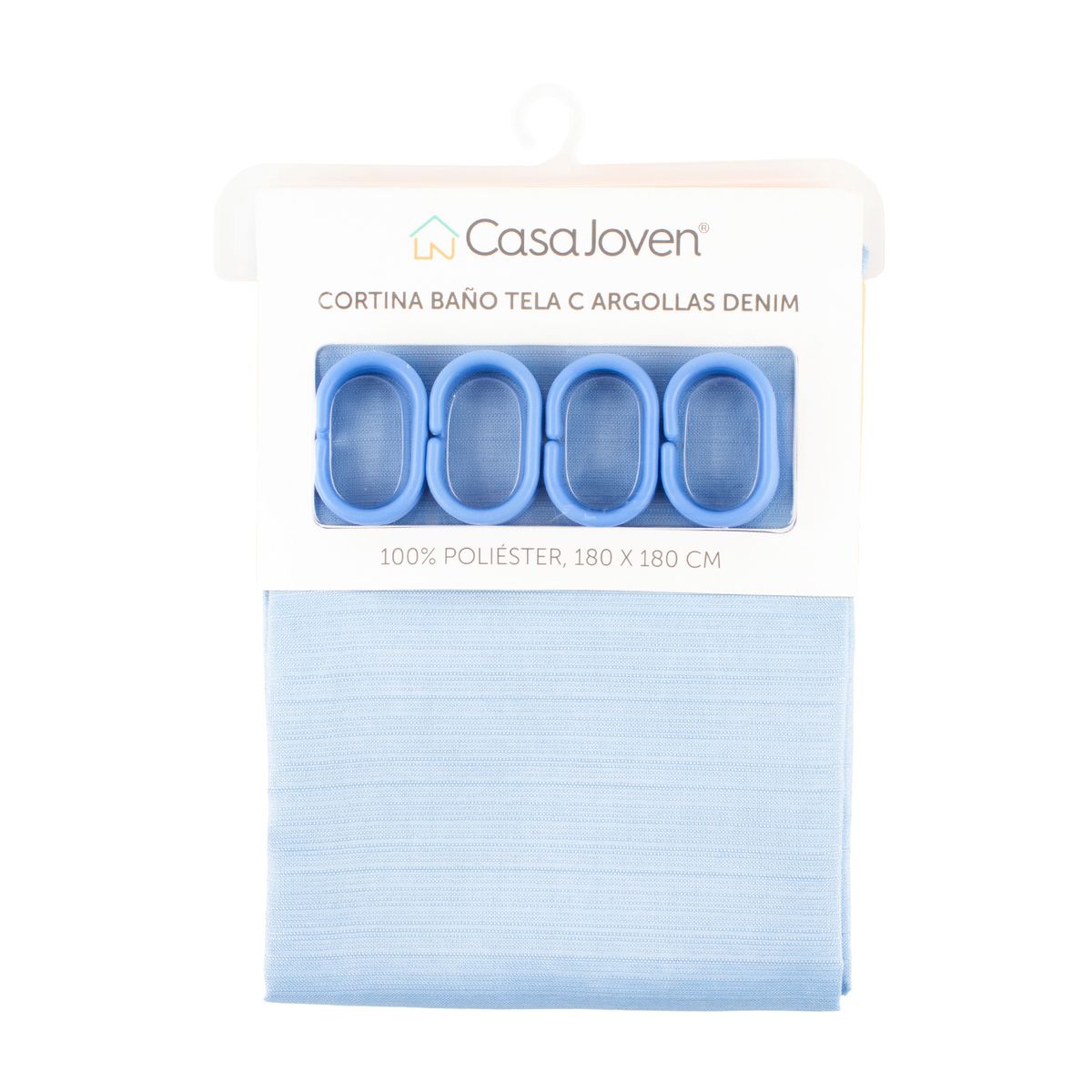 CASA JOVEN - Cortina Baño Tela C Argollas Denim