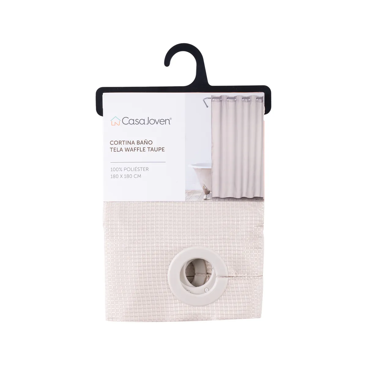 CASA JOVEN - Cortina Baño Tela Waffle Charcoal