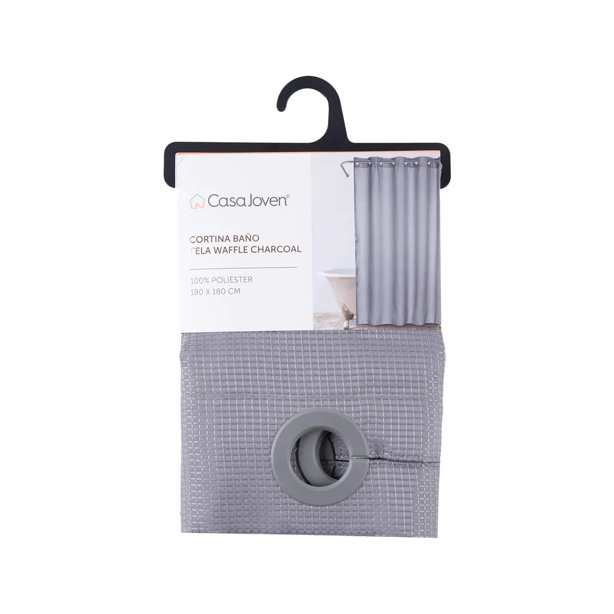 CASA JOVEN - Cortina Baño Tela Waffle Taupe