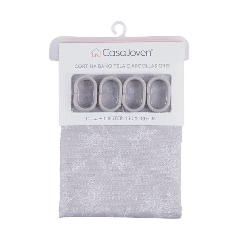 CASA JOVEN - Cortina Baño Tela C Argollas Gris