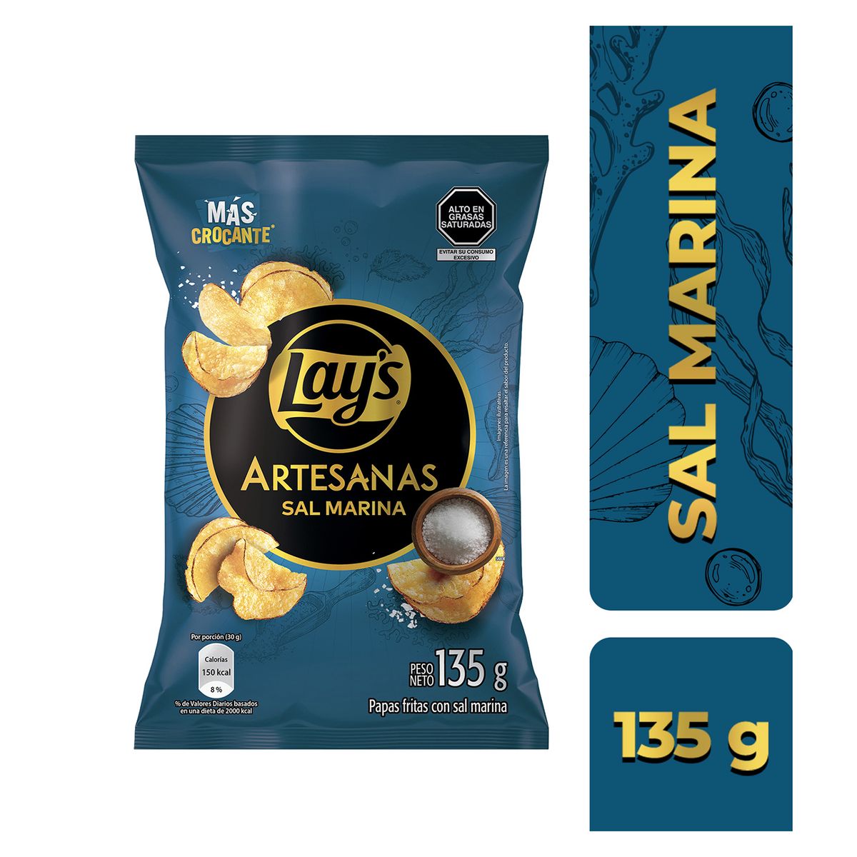 LAYS - Papas Fritas Lays Artesanas Sal Marina Bolsa 135 g