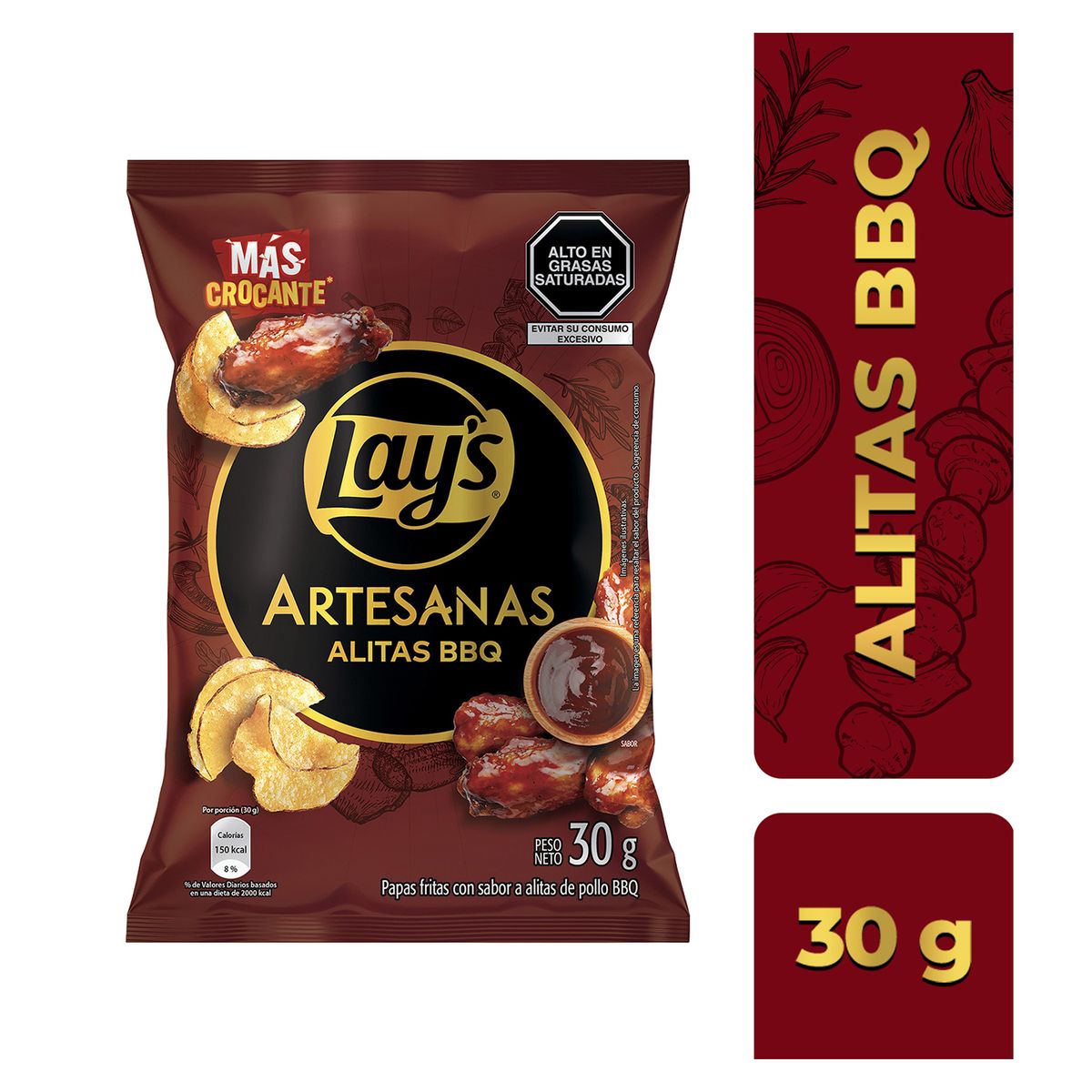 LAYS - Papas Fritas Lays Artesanas Alitas BBQ Bolsa 30 g