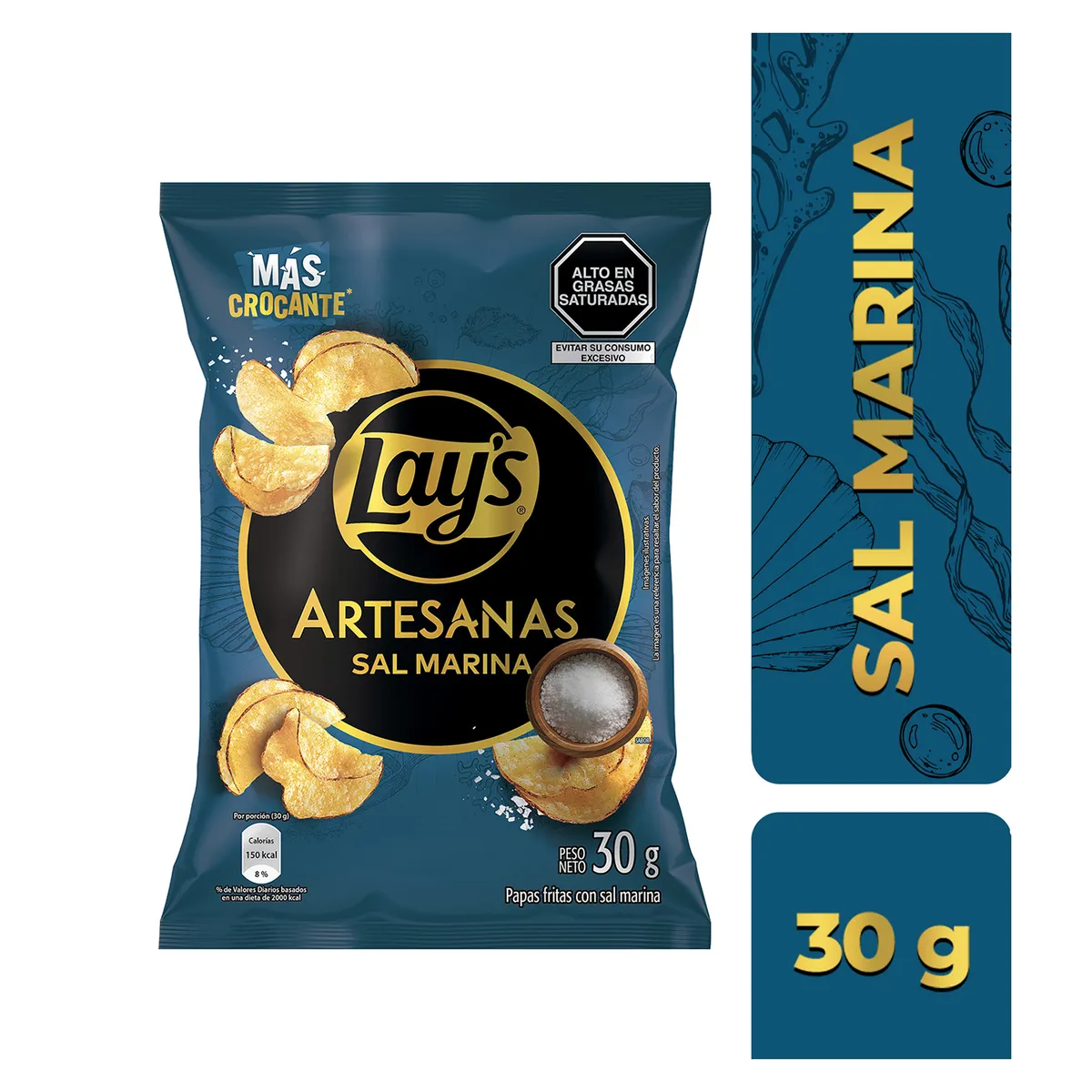 LAYS - Papas Fritas Lays Artesanas Sal Marina Bolsa 30 g