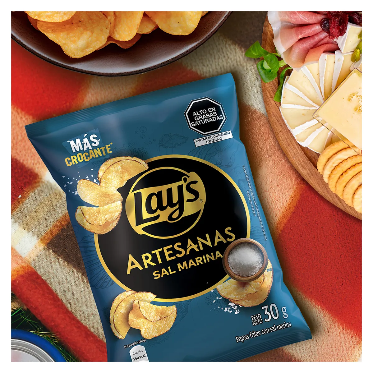 LAYS - Papas Fritas Lays Artesanas Sal Marina Bolsa 30 g