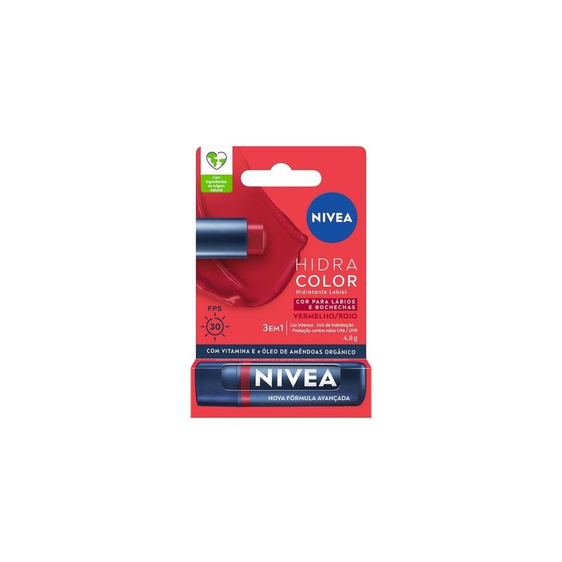 NIVEA - HIDRATANTE LABIAL 4.8G COLOR ROJO NIVEA