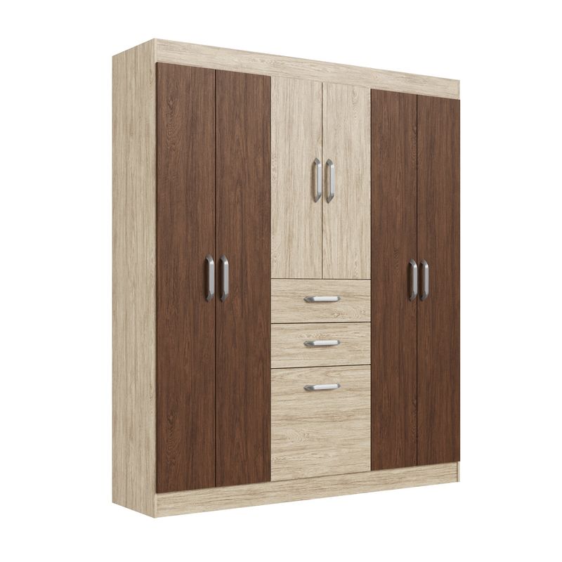 PRECIO UNO - Ropero 6 Puertas 2 Cajones Fendy Amendoa Pu