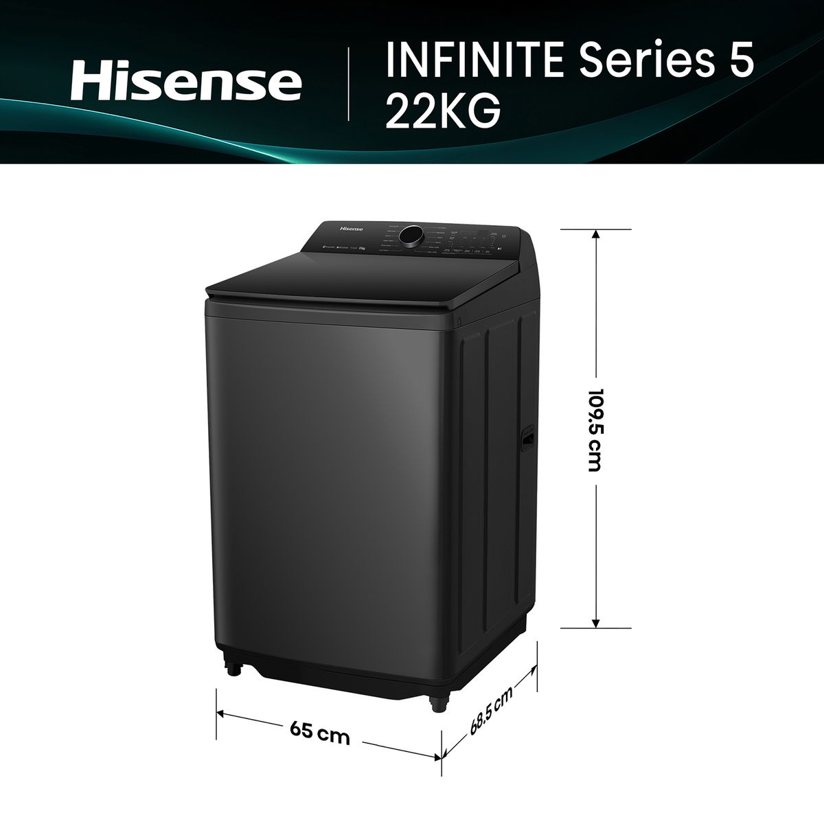 HISENSE - Lavadora Hisense WT5I2223DB Carga Superior Inox 22Kg