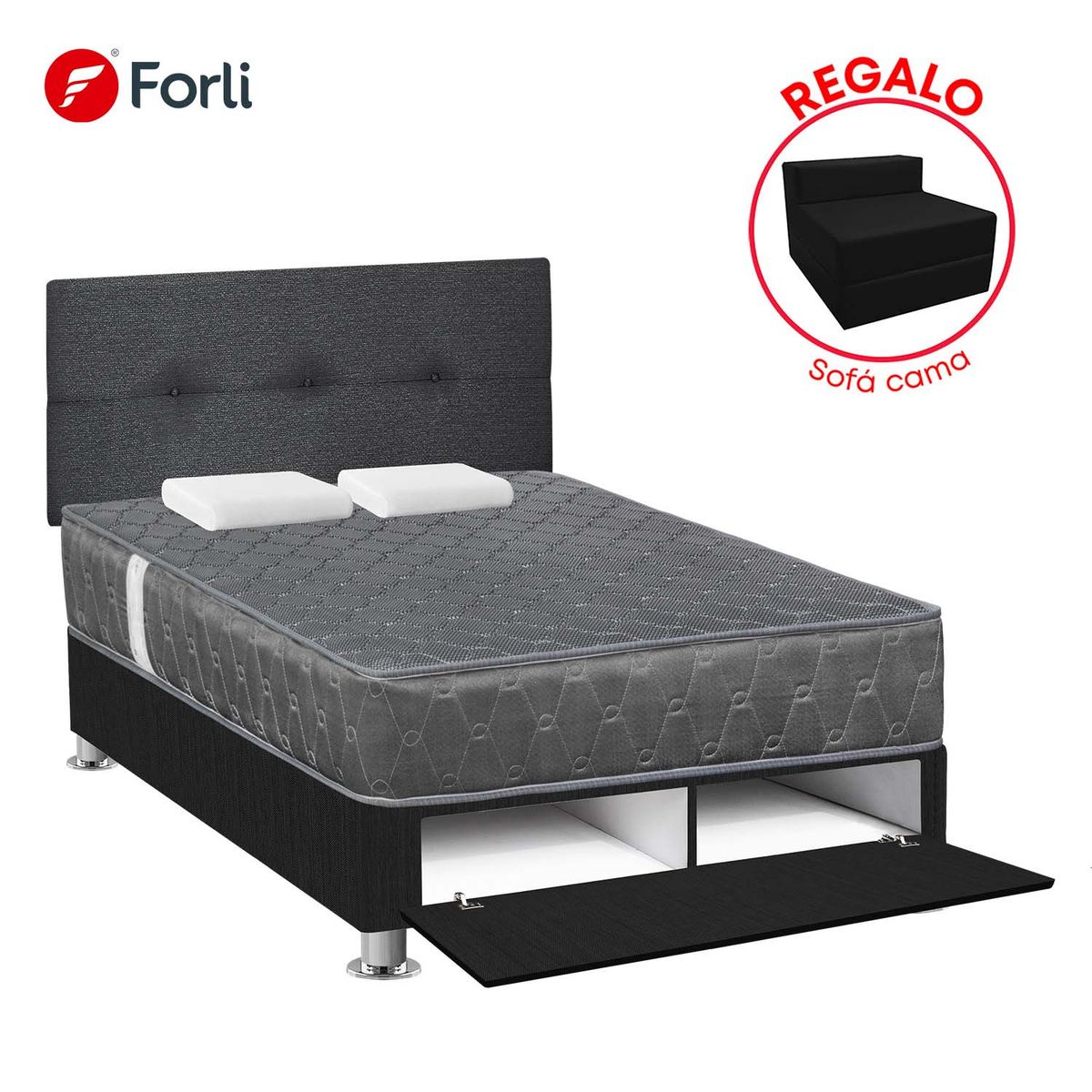 FORLI - Dormitorio Sabanera Acqua Gris 2Plz+Sofa Cama