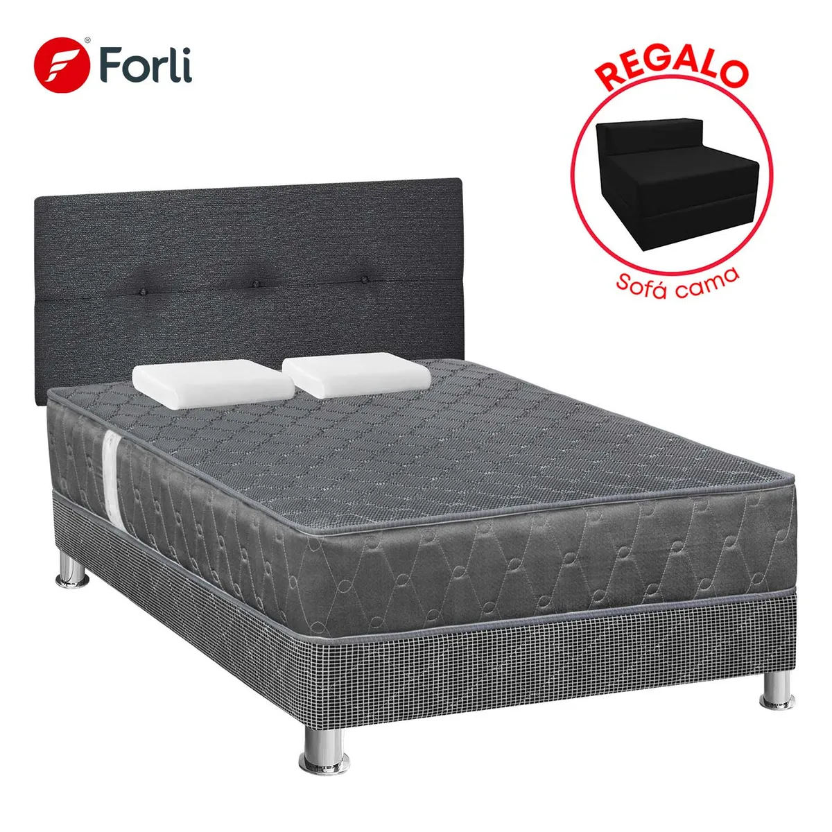 FORLI - Dormitorio Acqua Gris 2Plz+Sofa Cama