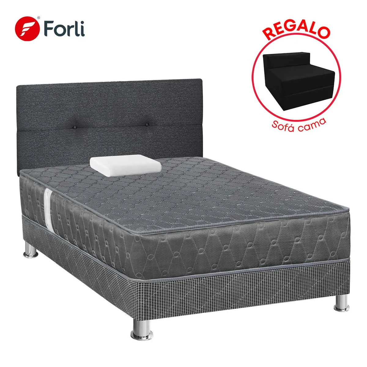 FORLI - Dormitorio Acqua Gris 1.5Plz+Sofa Cama