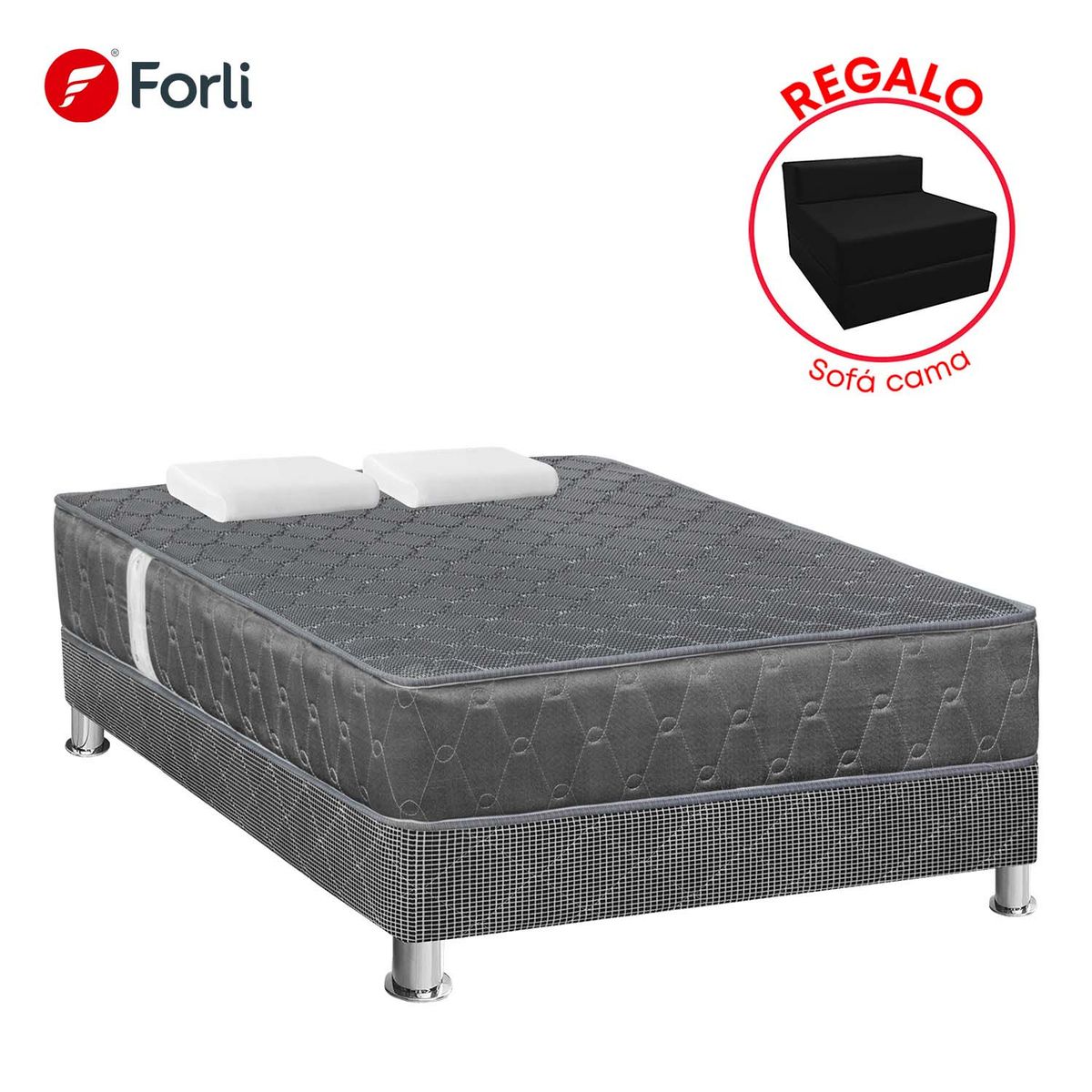FORLI - Cama Americana Acqua Gris 2Plz+Sofa Cama
