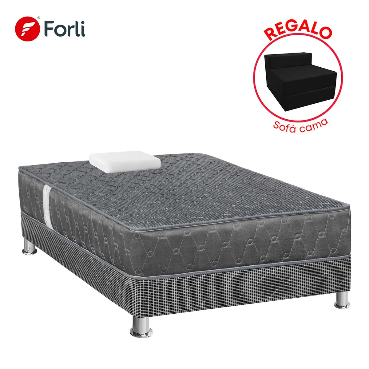 FORLI - Cama Americana Acqua Gris 1.5Plz+Sofa Cama