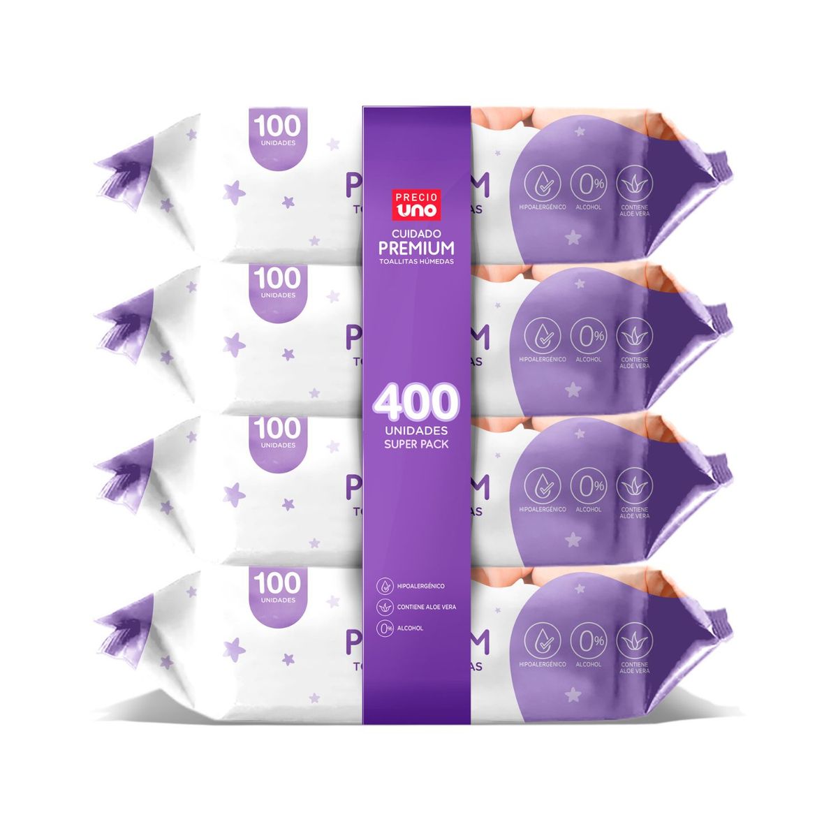 PRECIO UNO - Toallitas Húmedas Bebé Premium Precio Uno Empaque 400 Und