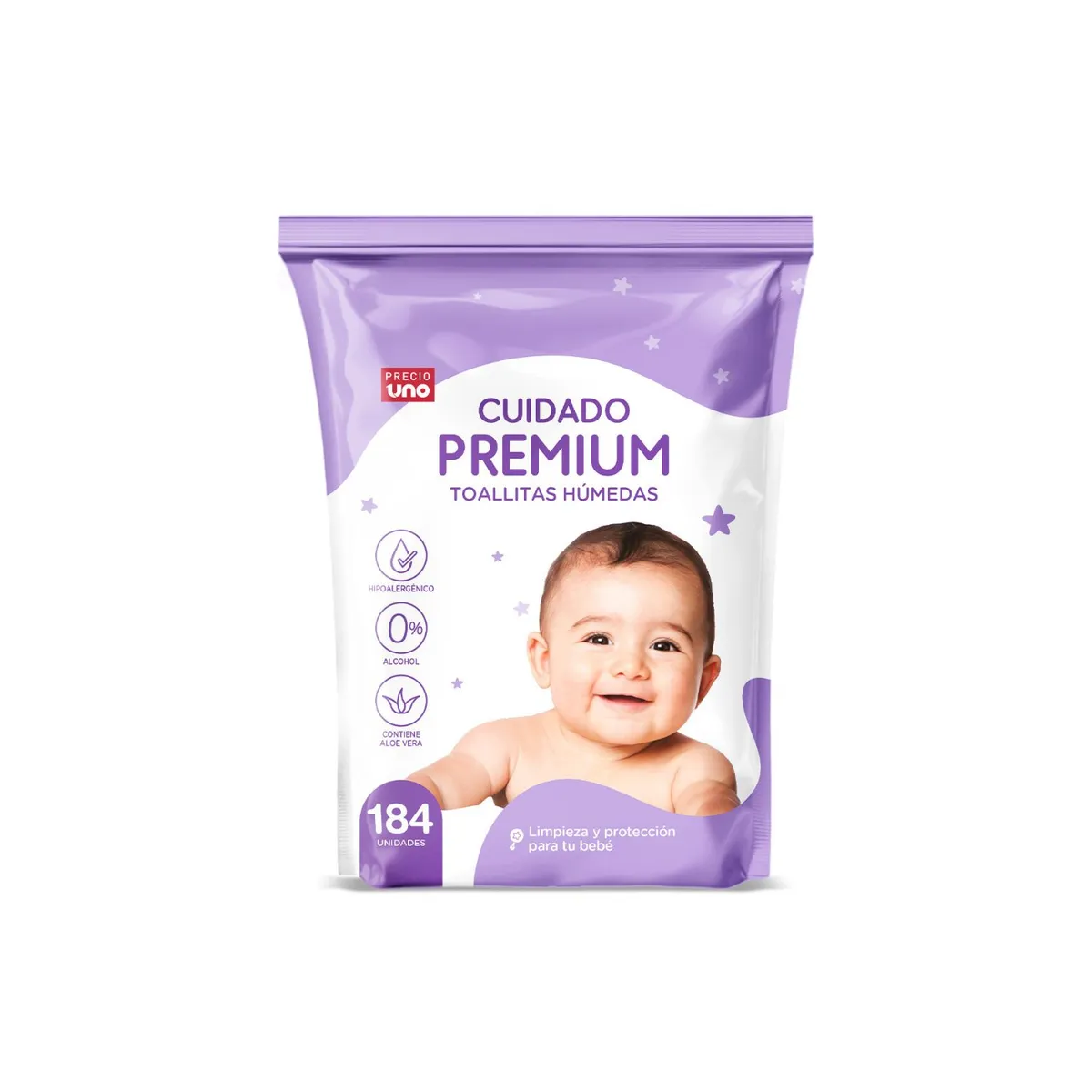 PRECIO UNO - Toallitas Húmedas Bebé Premium Precio Uno Doypack 184 Und