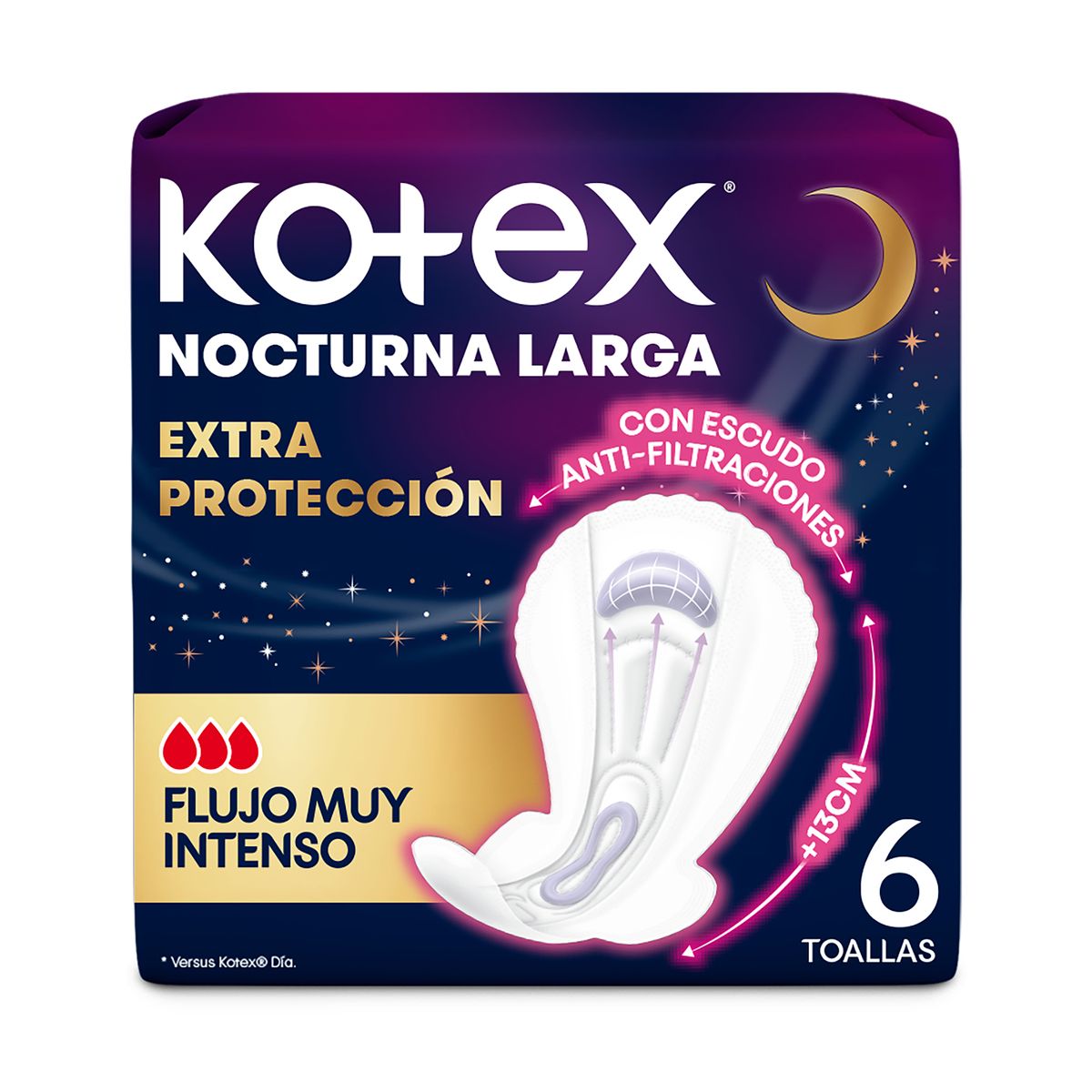 KOTEX - Toallas Higiénicas Kotex Nocturna Extra Protección Empaque 6 Und