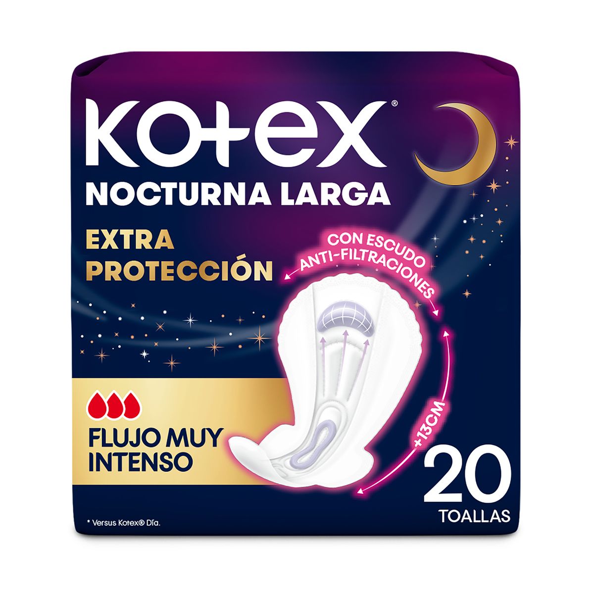KOTEX - Toallas Higiénicas Kotex Nocturna Extra Protección Empaque 20 Und