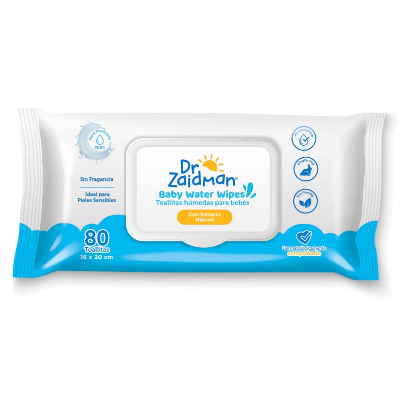 DR. ZAIDMAN - Toallas Humedas Dr. Zaidman Baby Water Empaque 80 Und