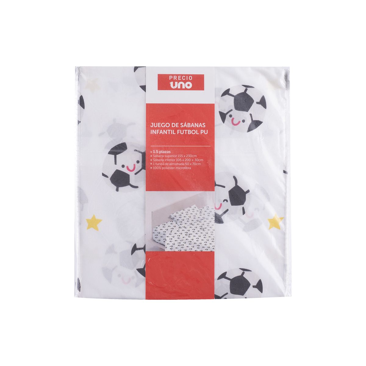 PRECIO UNO - Juego de Sábanas Infantil Fútbol Pu 1.5Plz