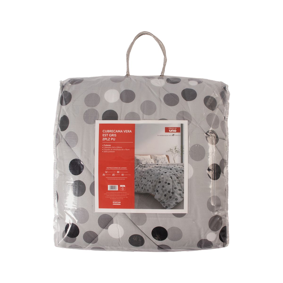 PRECIO UNO - Cubrecama Vera Est Gris 2Plz Pu