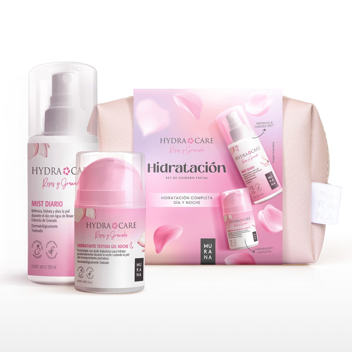 MURANA - Set Facial Murana Rosas & Granada Hidratante Noche 50 mL + Mist Diario 150 mL