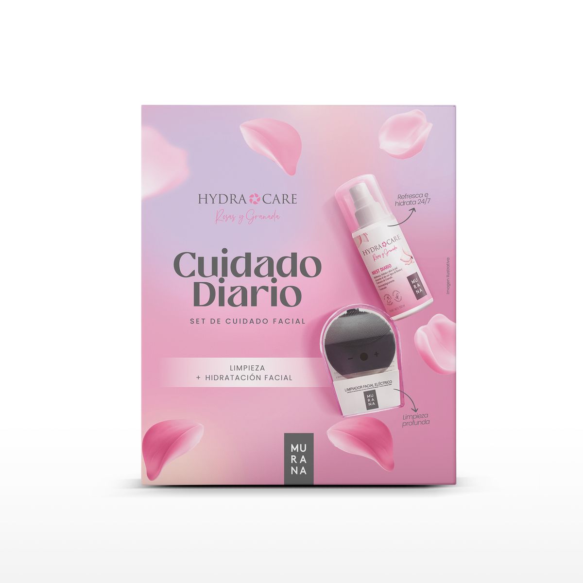 MURANA - Set Facial Murana Rosas & Granada Mist Diario 150 mL + 1 Limpiador Eléctrico