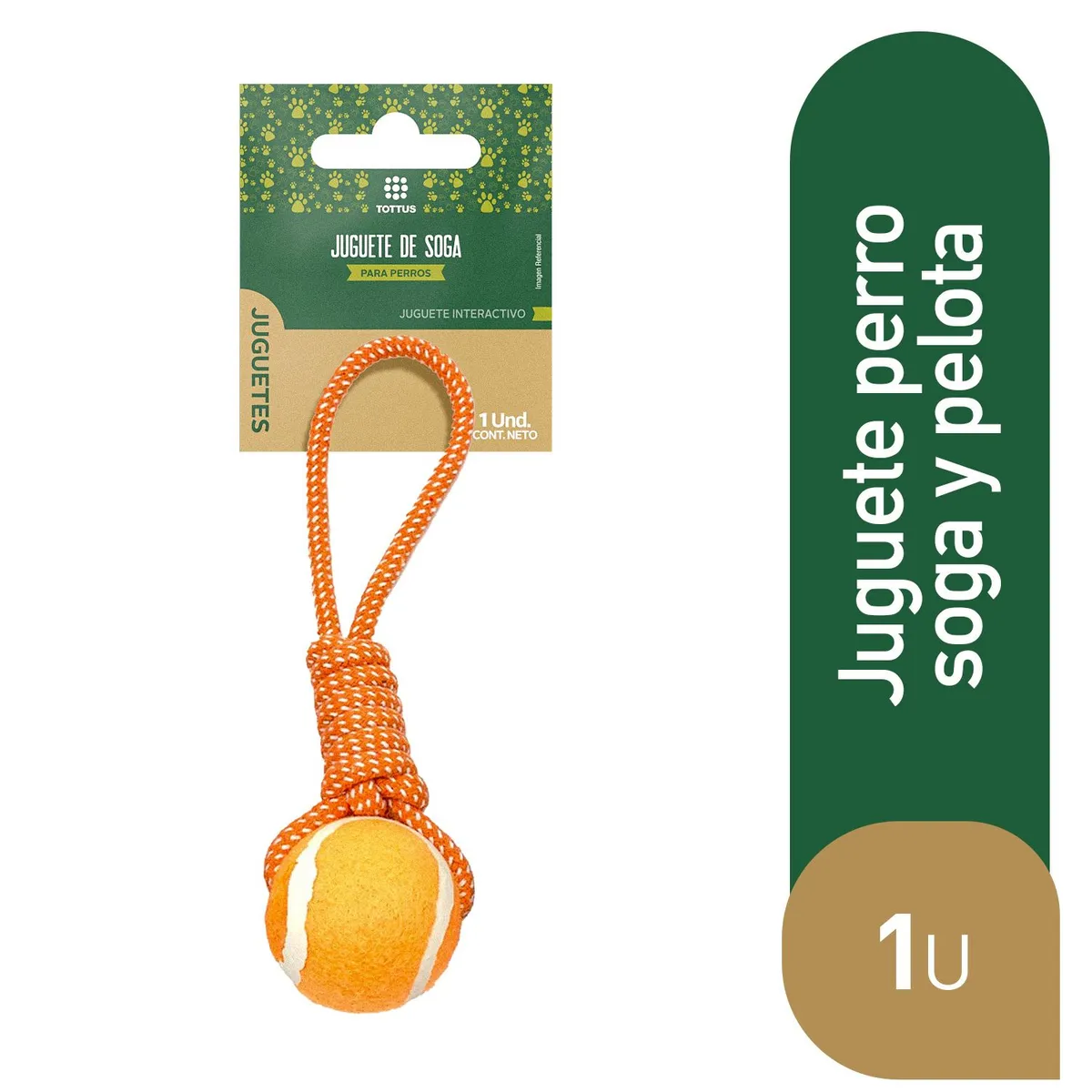 TOTTUS - Juguete para Perro Soga y Pelota Tottus