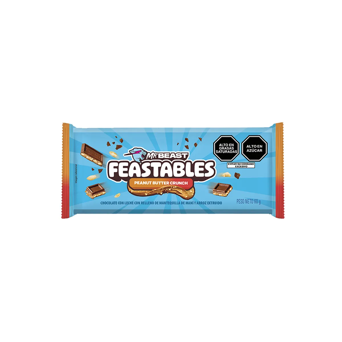 MR BEAST FEASTABLES - Chocolate Mr Beast Feastable Peanut Butter Crunch Empaque 60 g