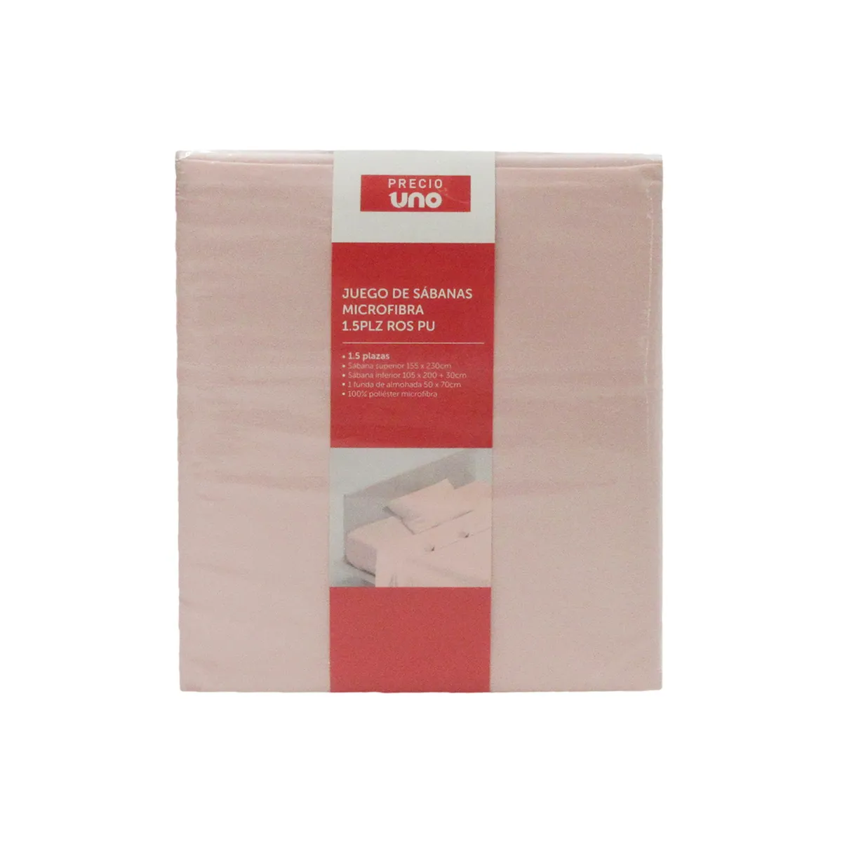 PRECIO UNO - Juego de Sábanas Microfibra1.5Plz Rosa Pu